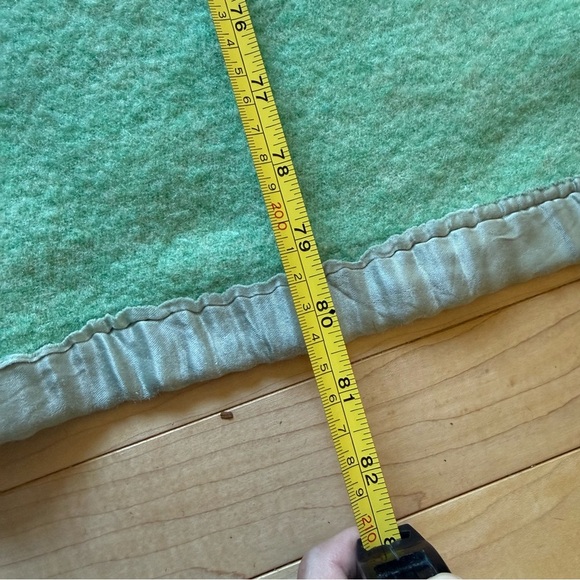 Vintage Horn Bros Woollens Lindsay 100% Wool Green Yellow Blanket 66 x 80" - Picture 7 of 9